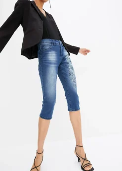 Outlet Vaqueros capri con estampado de mariposas Mujer Vaqueros