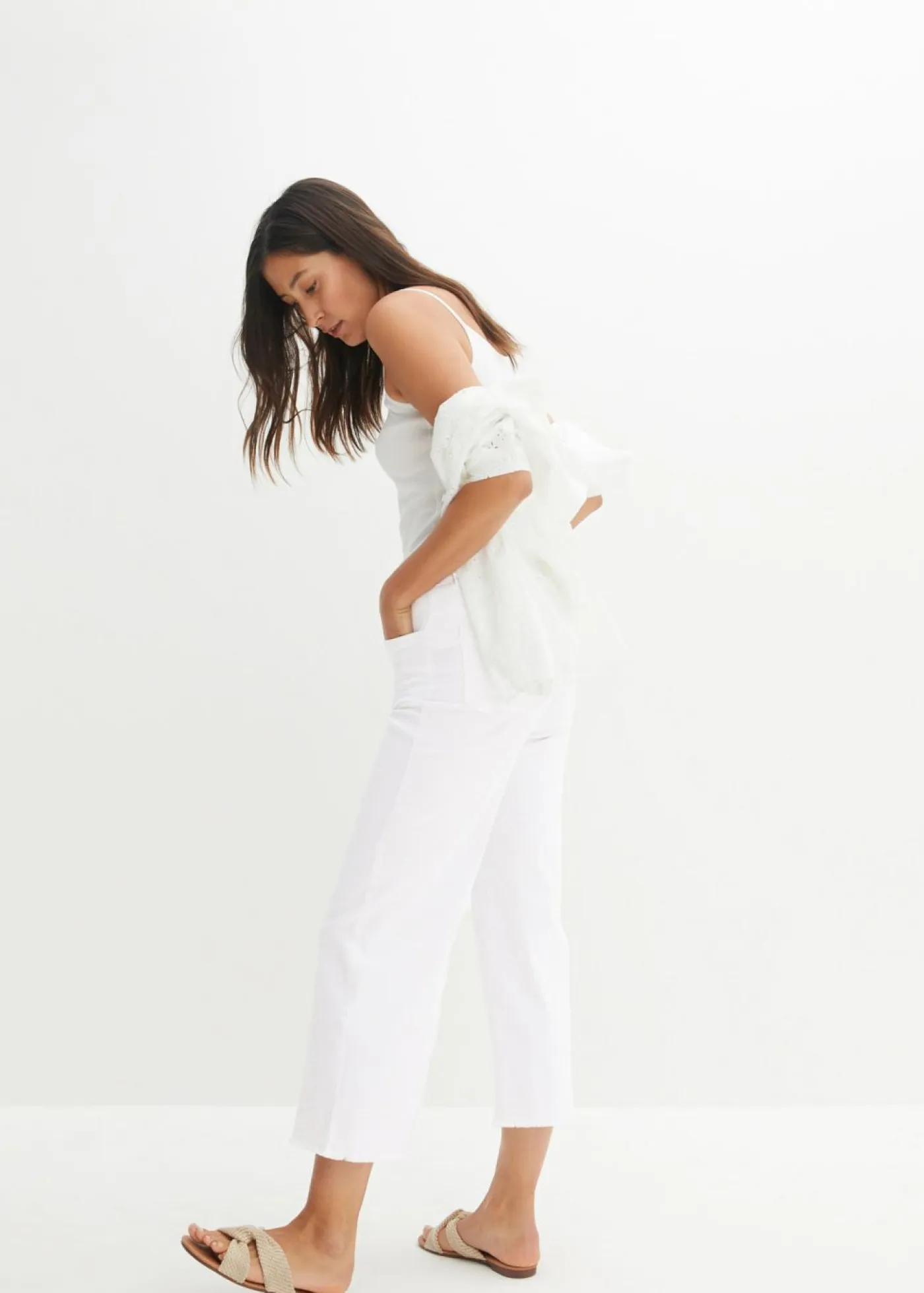 Outlet Vaqueros capri de corte ancho Mujer Vaqueros