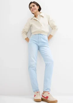Outlet Vaqueros capri de talle alto con corte mom Mujer Vaqueros