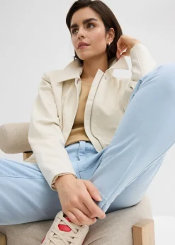 Outlet Vaqueros capri de talle alto con corte mom Mujer Vaqueros