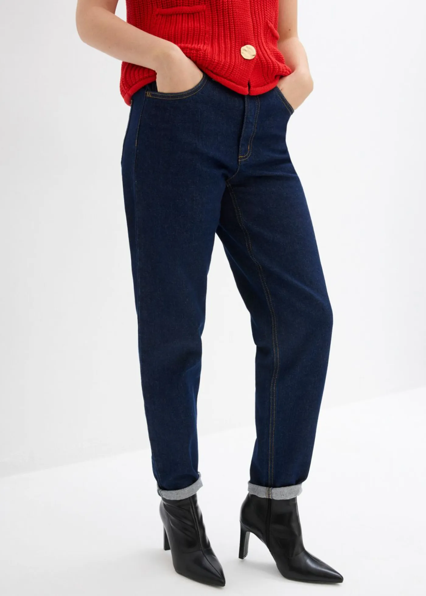 New Vaqueros capri de talle alto con corte mom Mujer Vaqueros