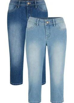 Best Vaqueros capri elásticos, cómodos, 2 unidades Mujer Vaqueros