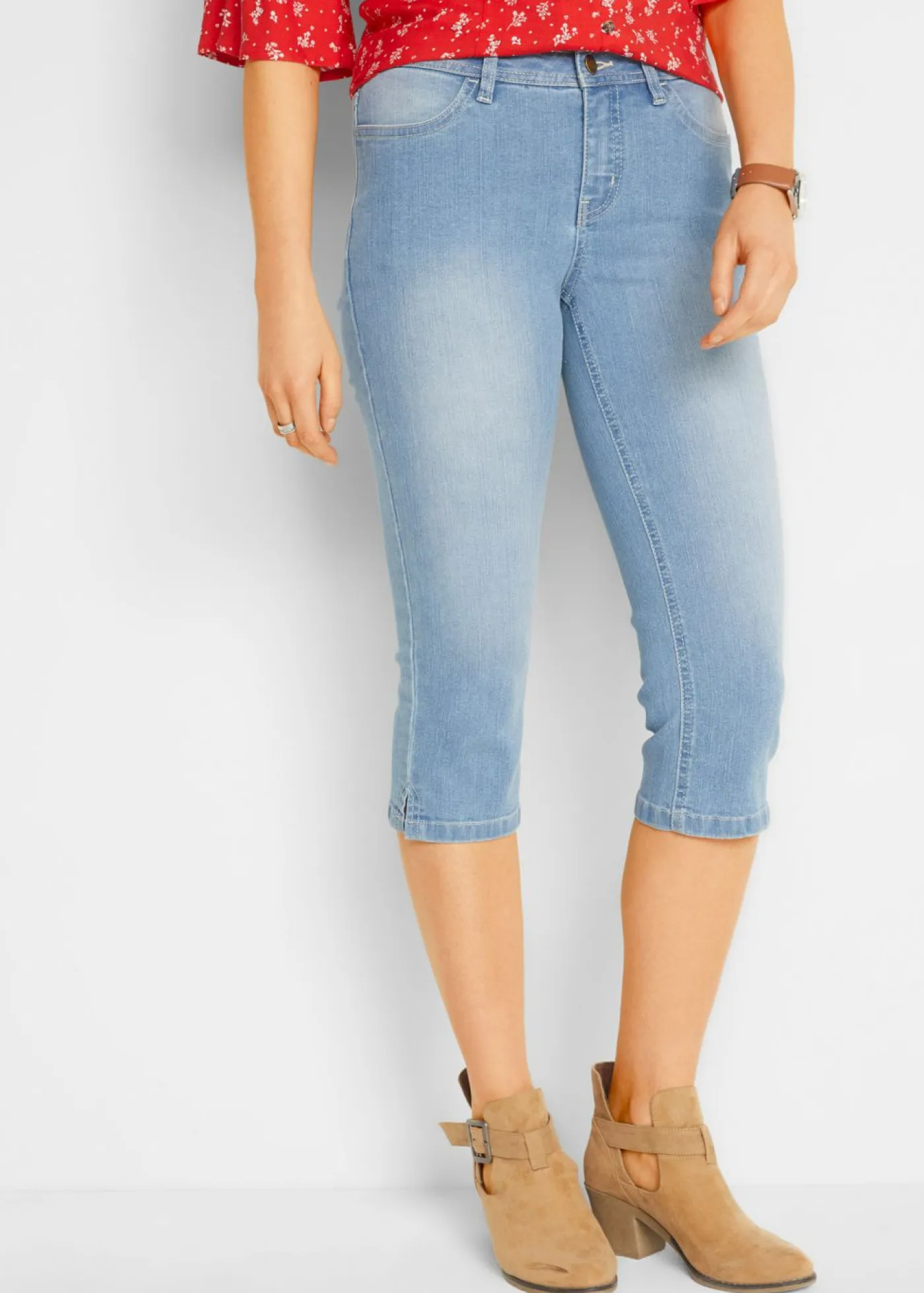 Best Vaqueros capri elásticos, cómodos, 2 unidades Mujer Vaqueros