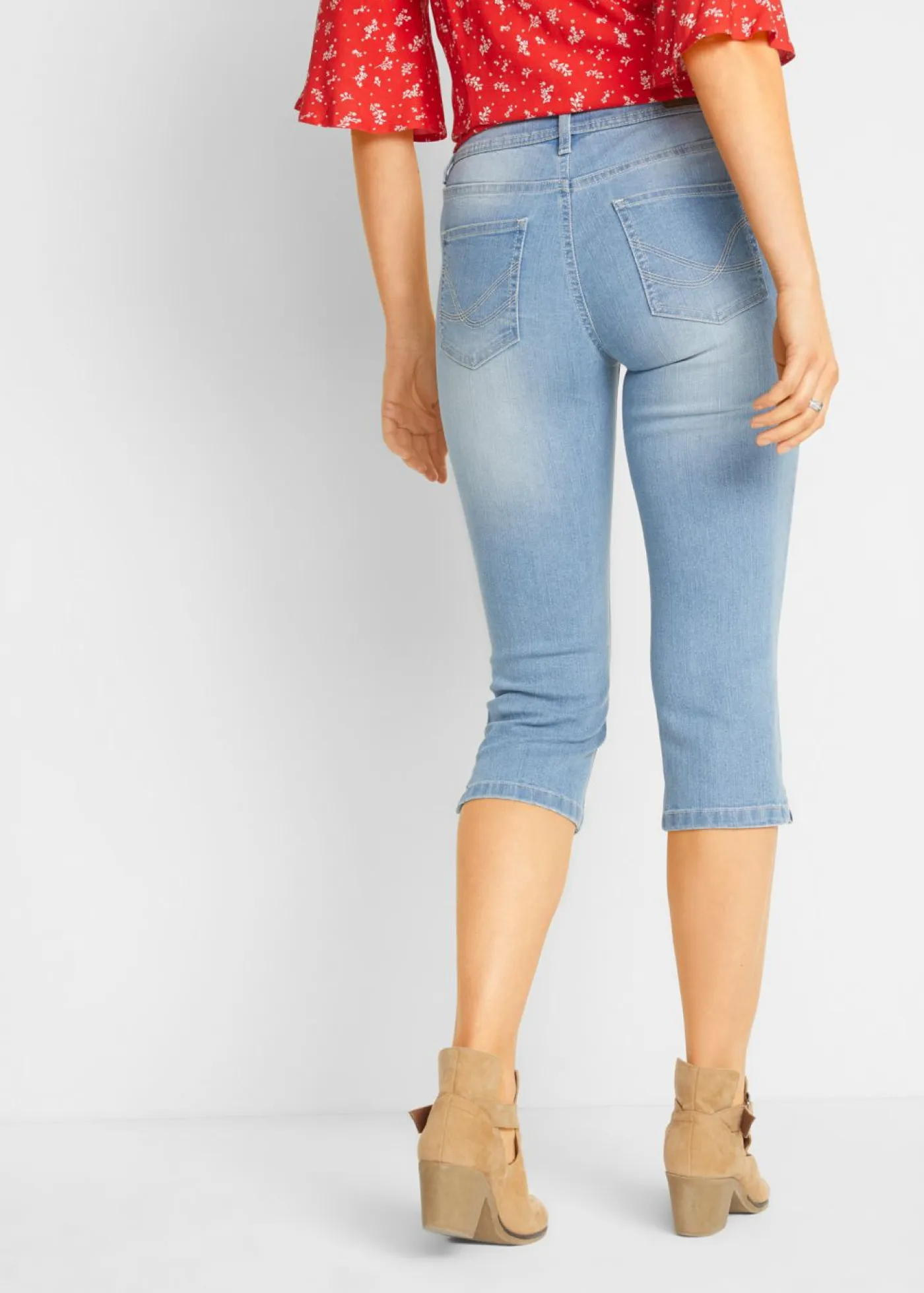 Best Vaqueros capri elásticos, cómodos, 2 unidades Mujer Vaqueros