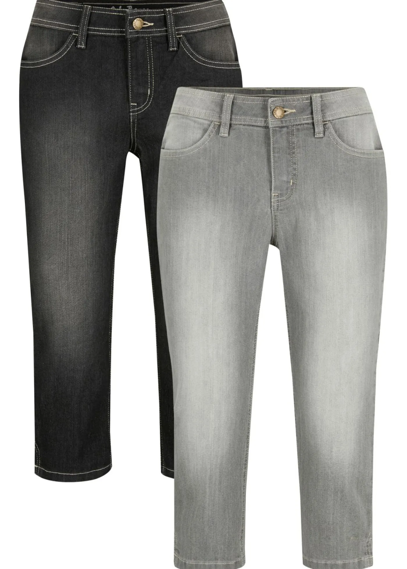 Vaqueros capri elásticos, cómodos, 2 unidades Mujer Vaqueros