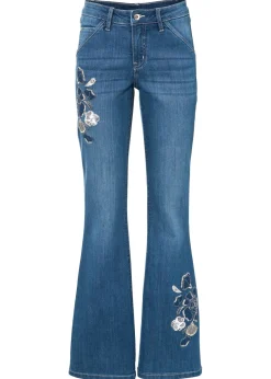 Hot Vaqueros con bordados de flores Mujer Vaqueros