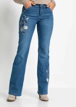 Hot Vaqueros con bordados de flores Mujer Vaqueros