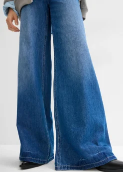 New Vaqueros con pernera ancha, high waist, largo completo y cintura cómoda Mujer Vaqueros|Tallas Pequeñas
