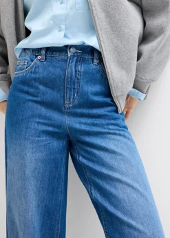 New Vaqueros con pernera ancha, high waist, largo completo y cintura cómoda Mujer Vaqueros|Tallas Pequeñas