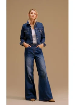 New Vaqueros con pernera ancha, high waist, largo completo y cintura cómoda Mujer Vaqueros|Tallas Pequeñas