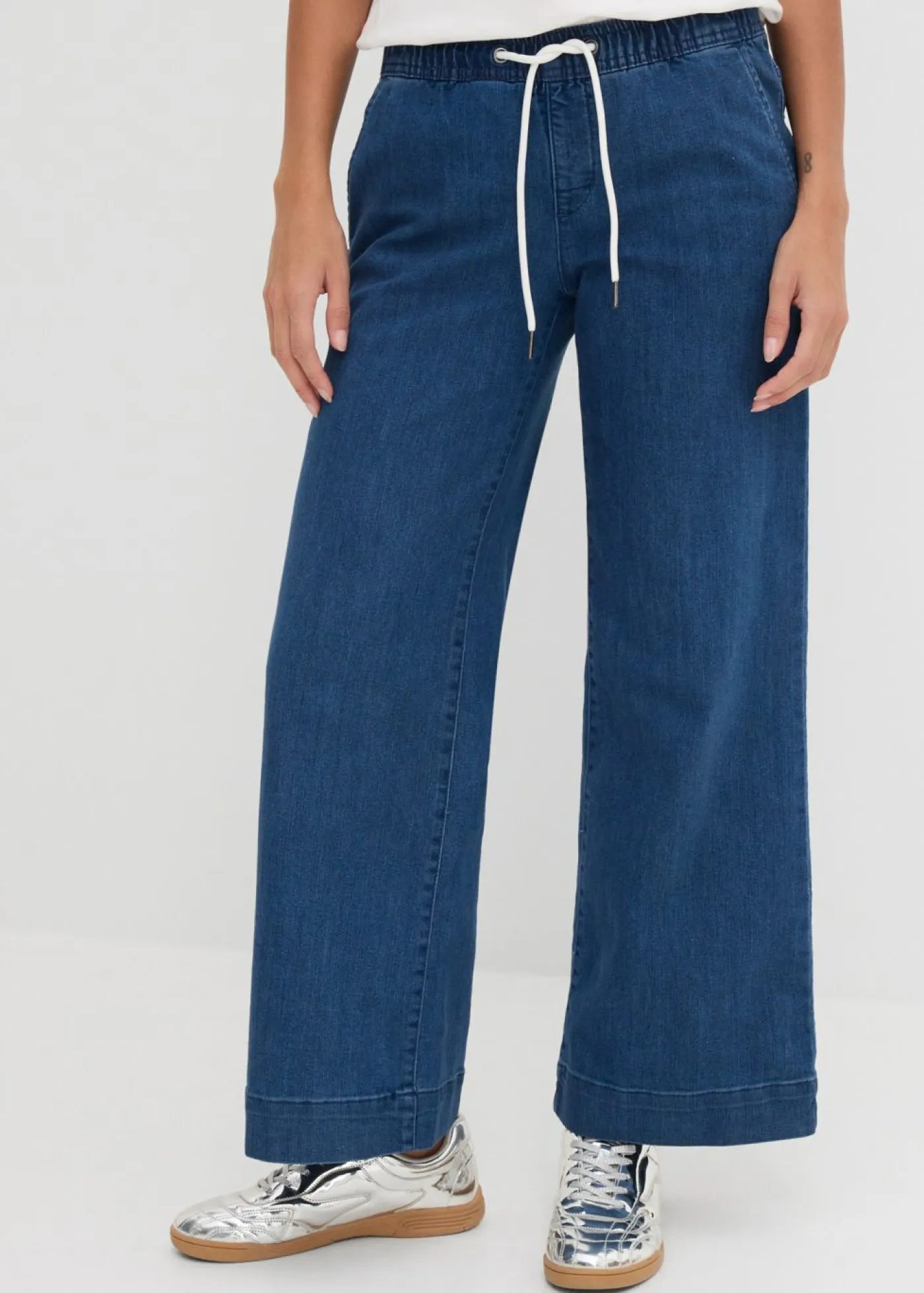 Clearance Vaqueros con pernera ancha, mid waist, elásticos Mujer Vaqueros|Tallas Pequeñas
