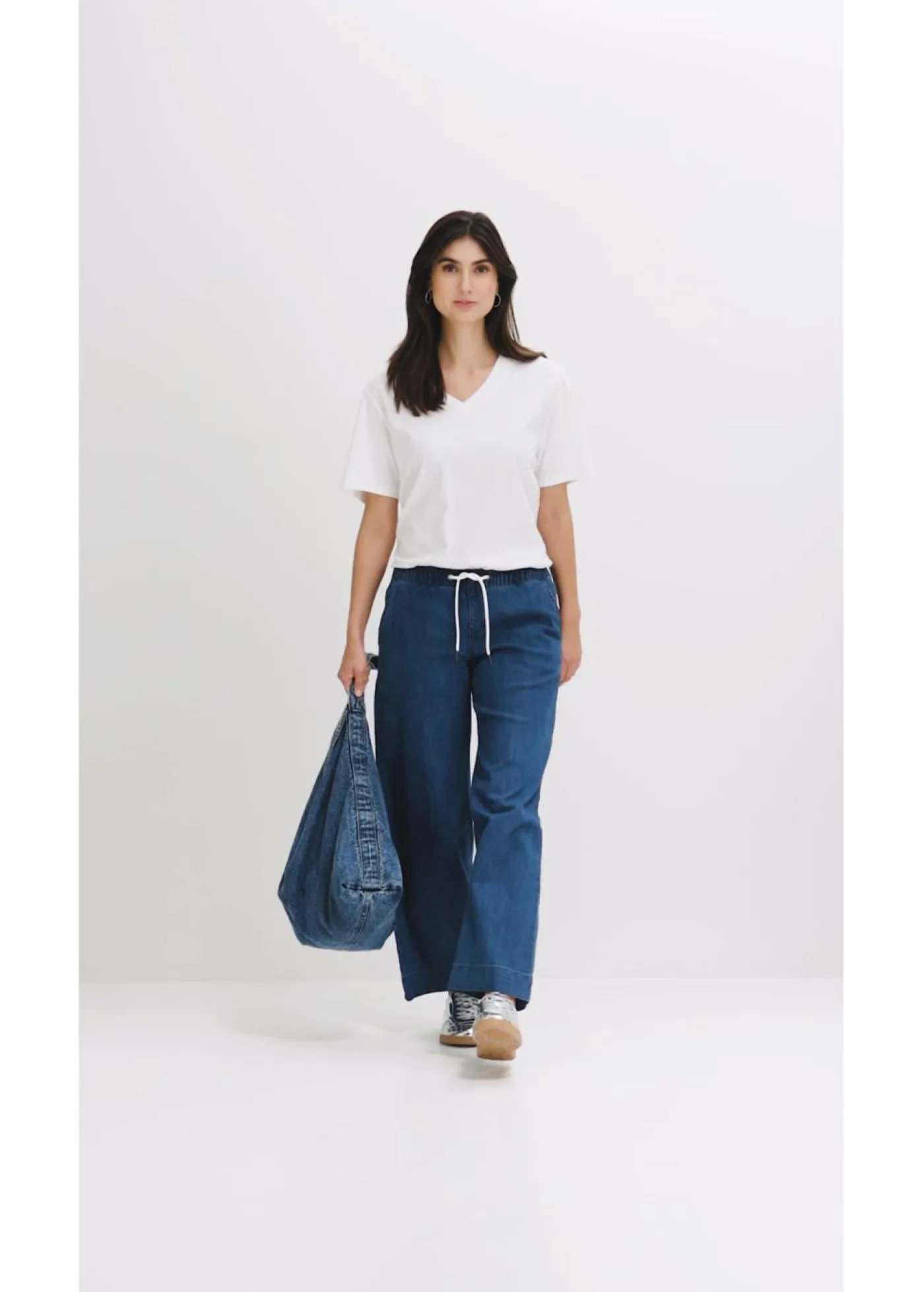 Clearance Vaqueros con pernera ancha, mid waist, elásticos Mujer Vaqueros|Tallas Pequeñas