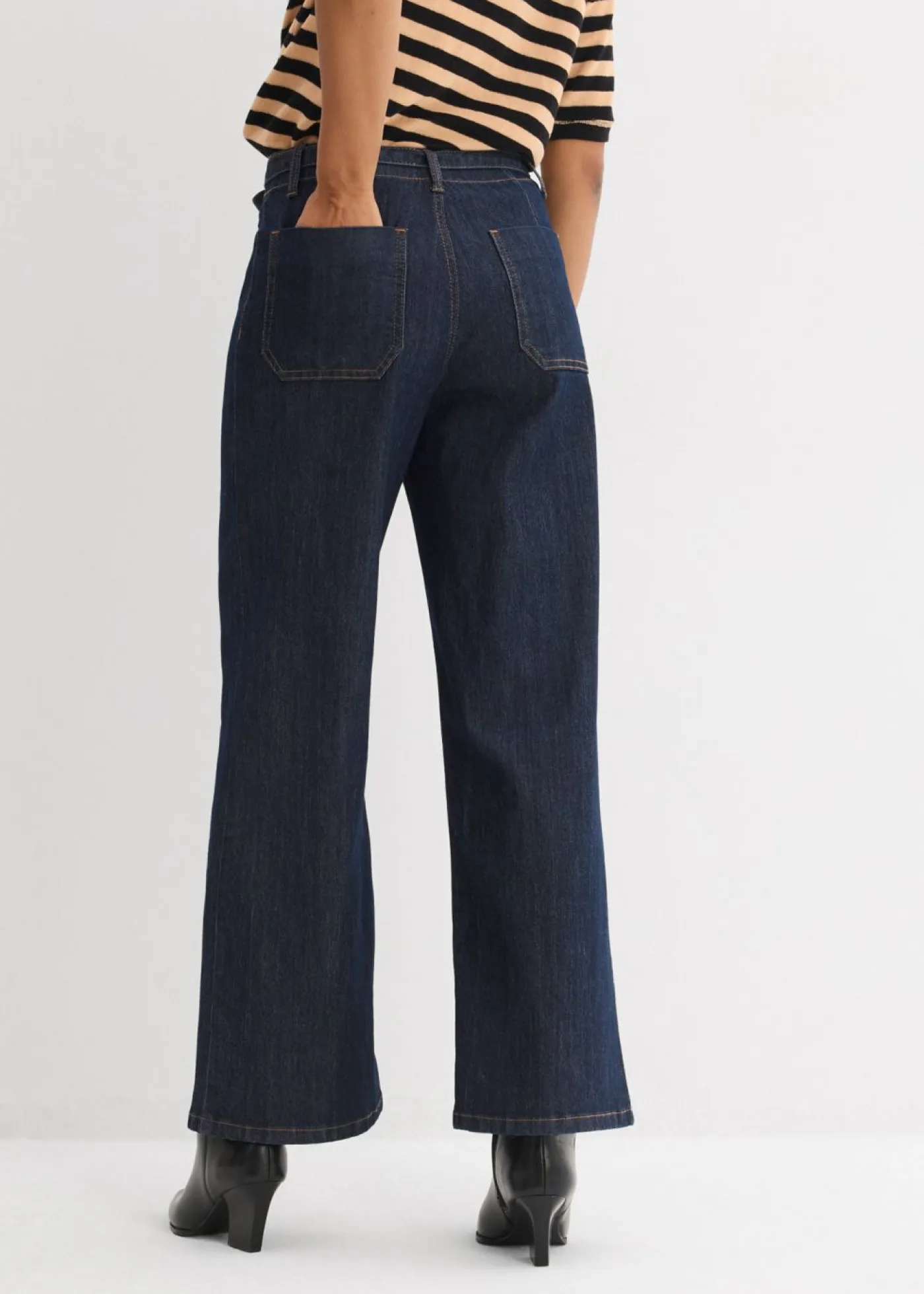 Vaqueros con perneras anchas, talle alto y largo cropped Mujer Tallas Pequeñas|Vaqueros