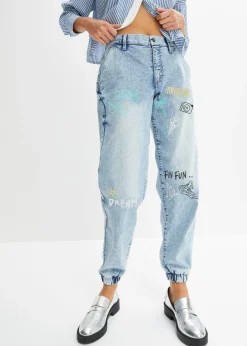 Discount Vaqueros con talle medio, cinturilla cómoda y corte barrel Mujer Vaqueros