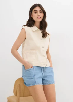 Clearance Vaqueros cortos con talle alto y cinturilla cómoda Mujer Shorts|Vaqueros