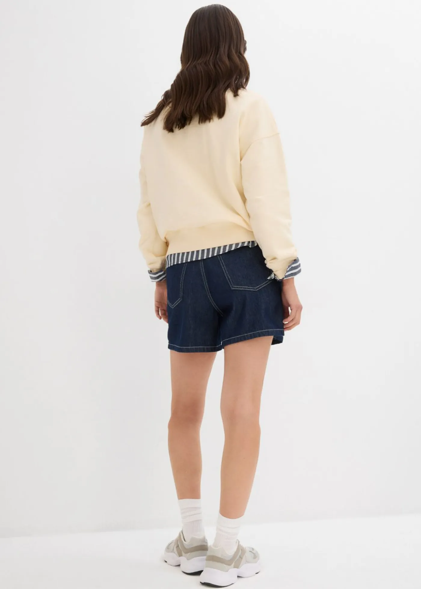 Online Vaqueros cortos poco elásticos con talle alto Mujer Shorts|Vaqueros