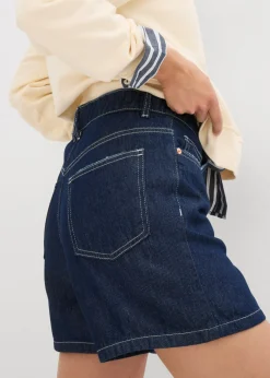 Online Vaqueros cortos poco elásticos con talle alto Mujer Shorts|Vaqueros