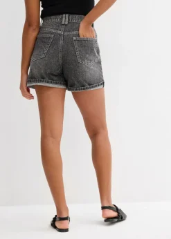 Discount Vaqueros cortos poco elásticos con talle alto Mujer Shorts|Vaqueros