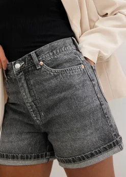 Discount Vaqueros cortos poco elásticos con talle alto Mujer Shorts|Vaqueros