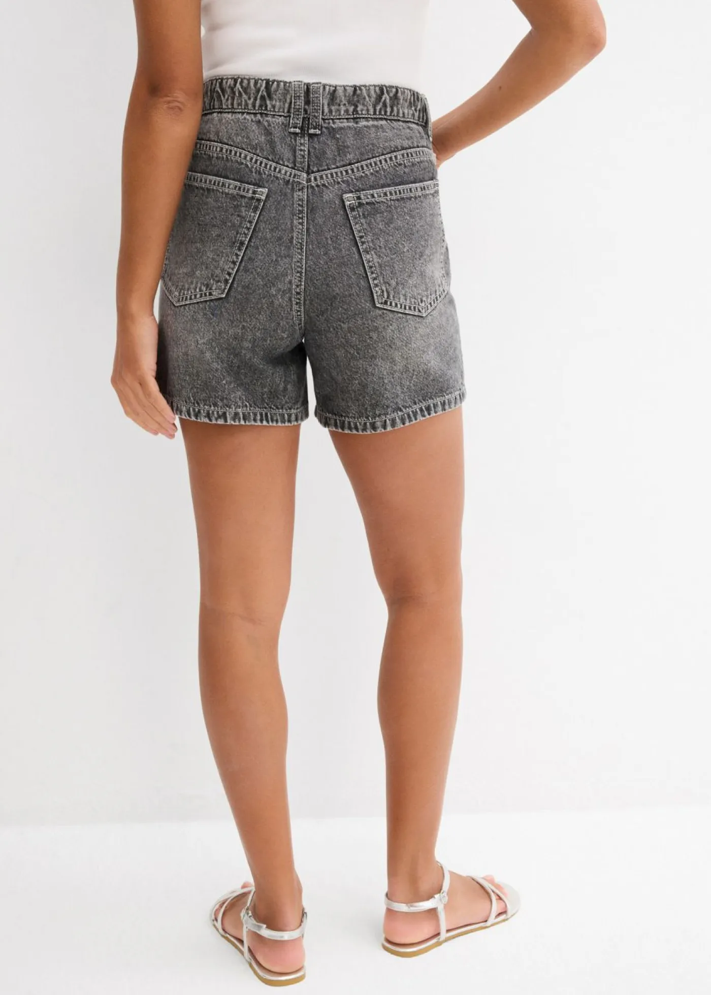 Discount Vaqueros cortos poco elásticos con talle alto Mujer Shorts|Vaqueros