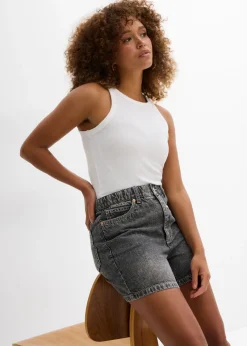 Discount Vaqueros cortos poco elásticos con talle alto Mujer Shorts|Vaqueros