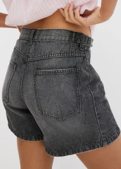 New Vaqueros cortos poco elásticos con talle medio Mujer Shorts|Vaqueros