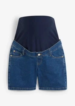 Hot Vaqueros cortos premamá de denim elástico de algodón Mujer Premamá