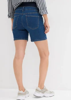 Hot Vaqueros cortos premamá de denim elástico de algodón Mujer Premamá