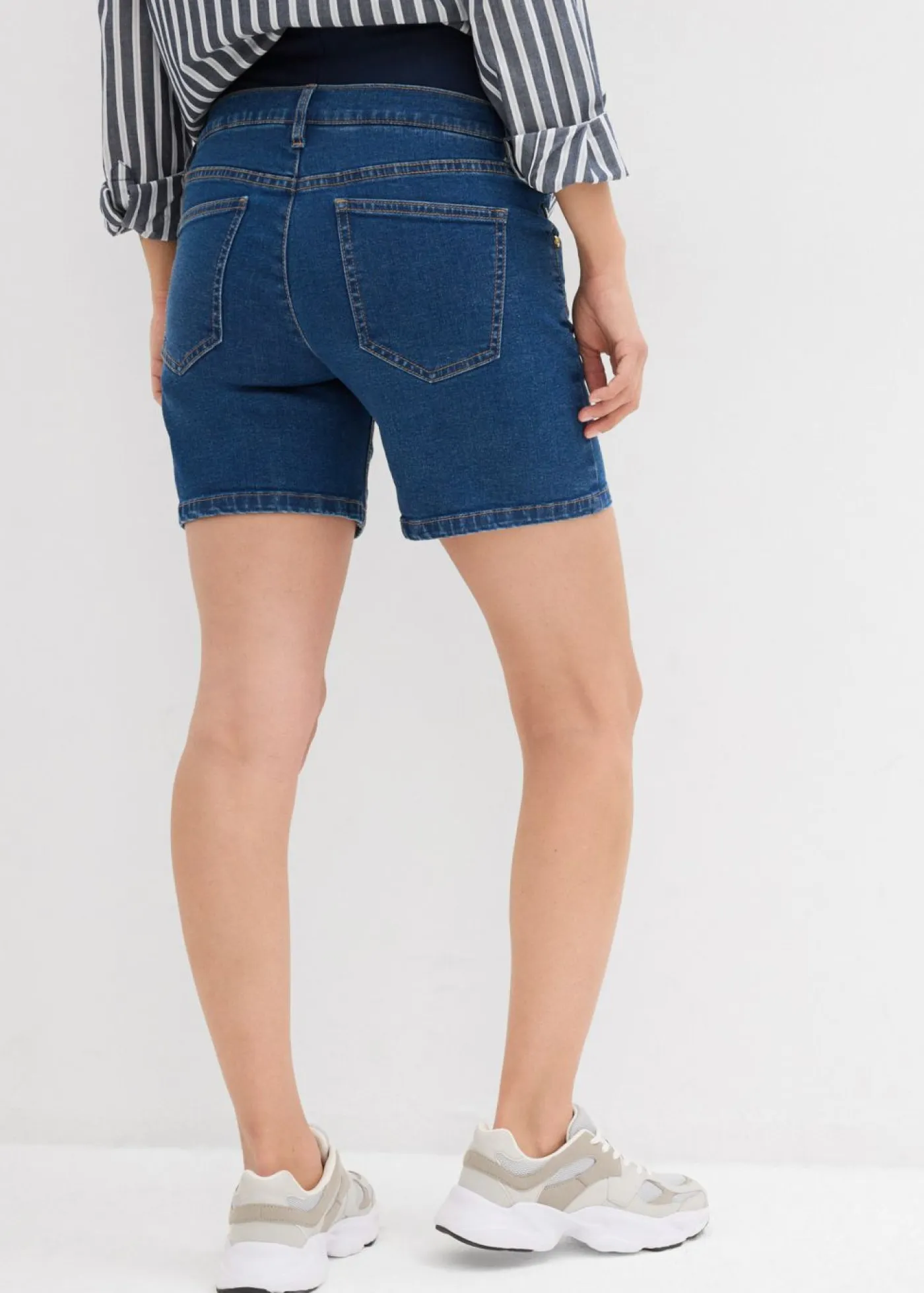 Hot Vaqueros cortos premamá de denim elástico de algodón Mujer Premamá