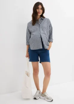 Hot Vaqueros cortos premamá de denim elástico de algodón Mujer Premamá