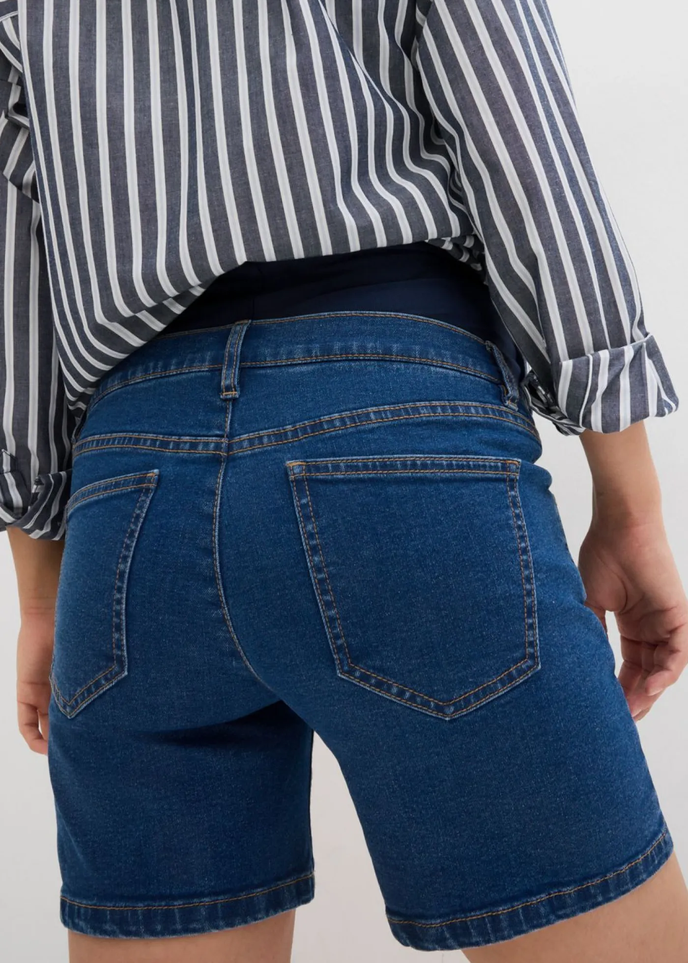 Hot Vaqueros cortos premamá de denim elástico de algodón Mujer Premamá