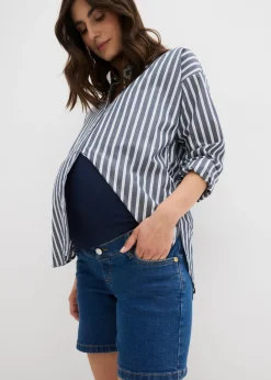 Hot Vaqueros cortos premamá de denim elástico de algodón Mujer Premamá