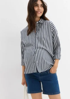 Hot Vaqueros cortos premamá de denim elástico de algodón Mujer Premamá