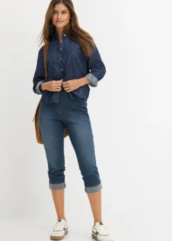 New Vaqueros de algodón con talle medio y corte slim Mujer Vaqueros