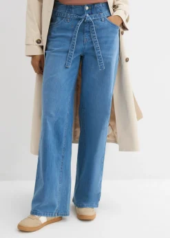 Discount Vaqueros de algodón orgánico con perneras recta y talle alto Mujer Tallas Pequeñas|Novedades