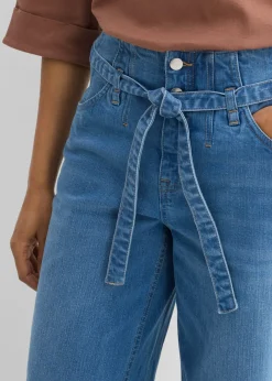 Discount Vaqueros de algodón orgánico con perneras recta y talle alto Mujer Tallas Pequeñas|Novedades