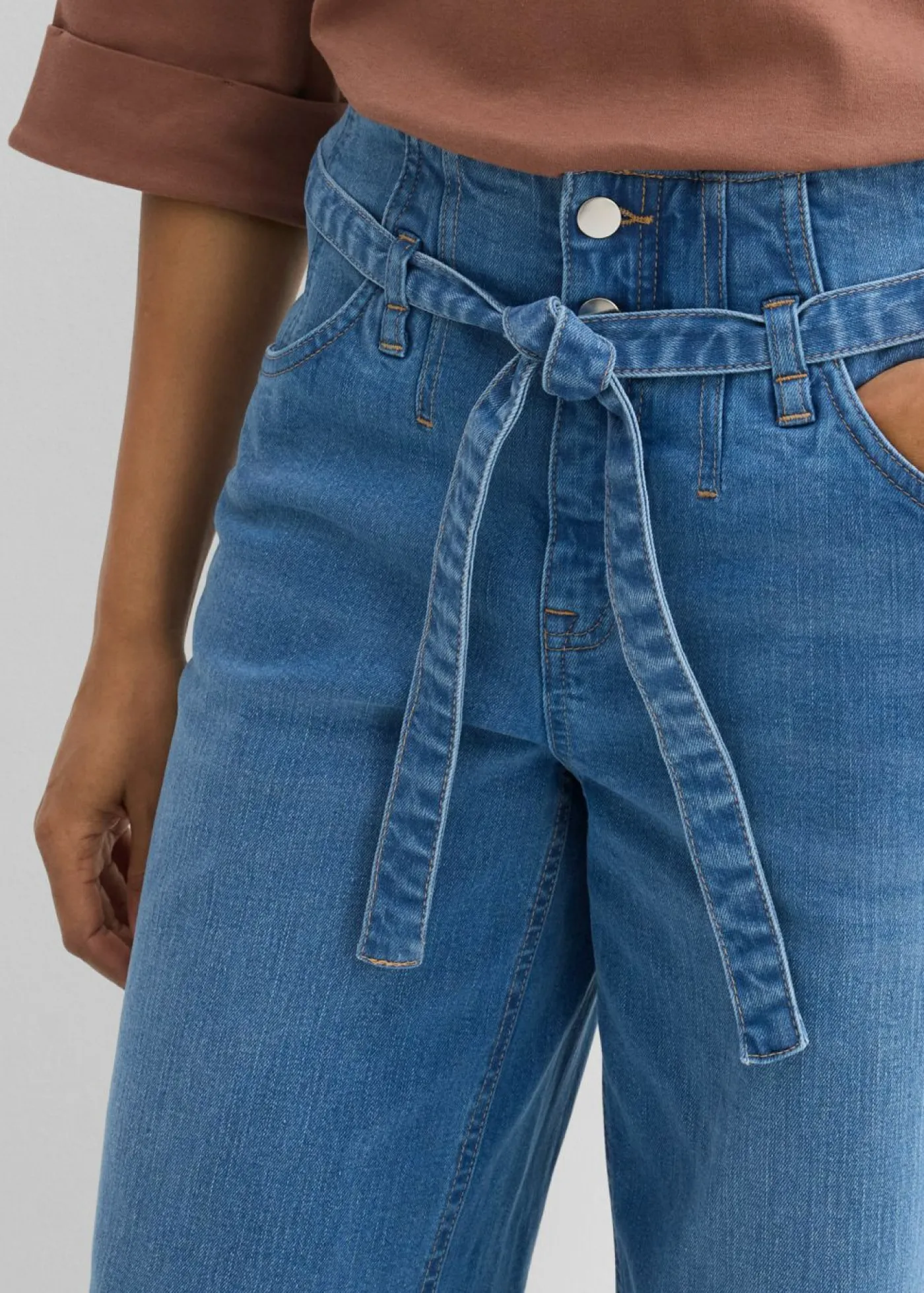 Discount Vaqueros de algodón orgánico con perneras recta y talle alto Mujer Tallas Pequeñas|Novedades