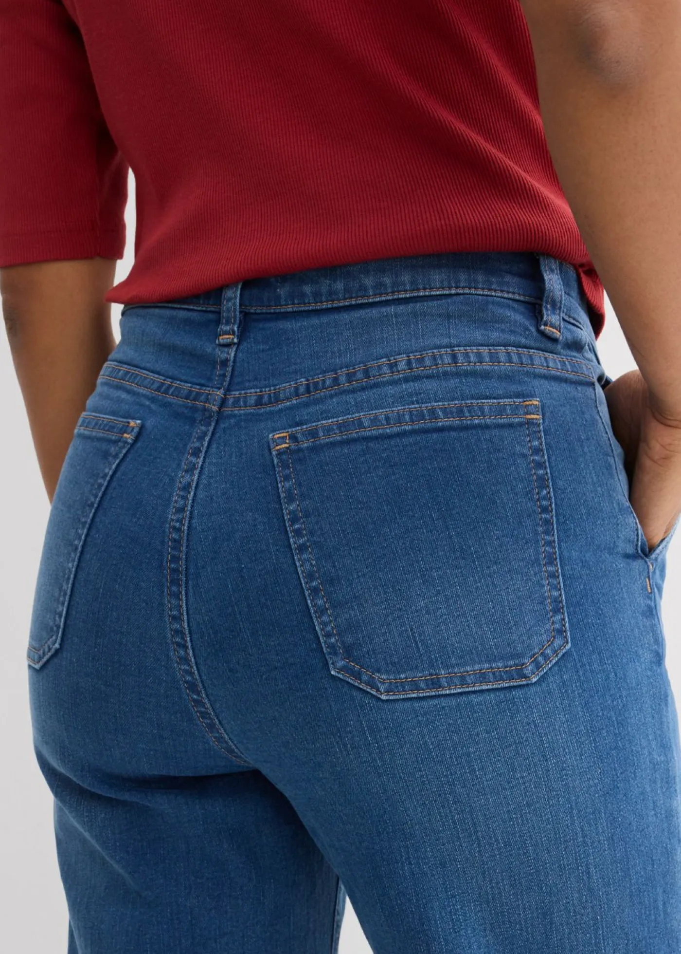 Clearance Vaqueros de algodón orgánico con perneras recta y talle alto Mujer Vaqueros