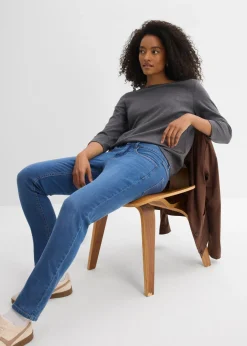 Discount Vaqueros de algodón orgánico con corte slim y talle medio Mujer Vaqueros