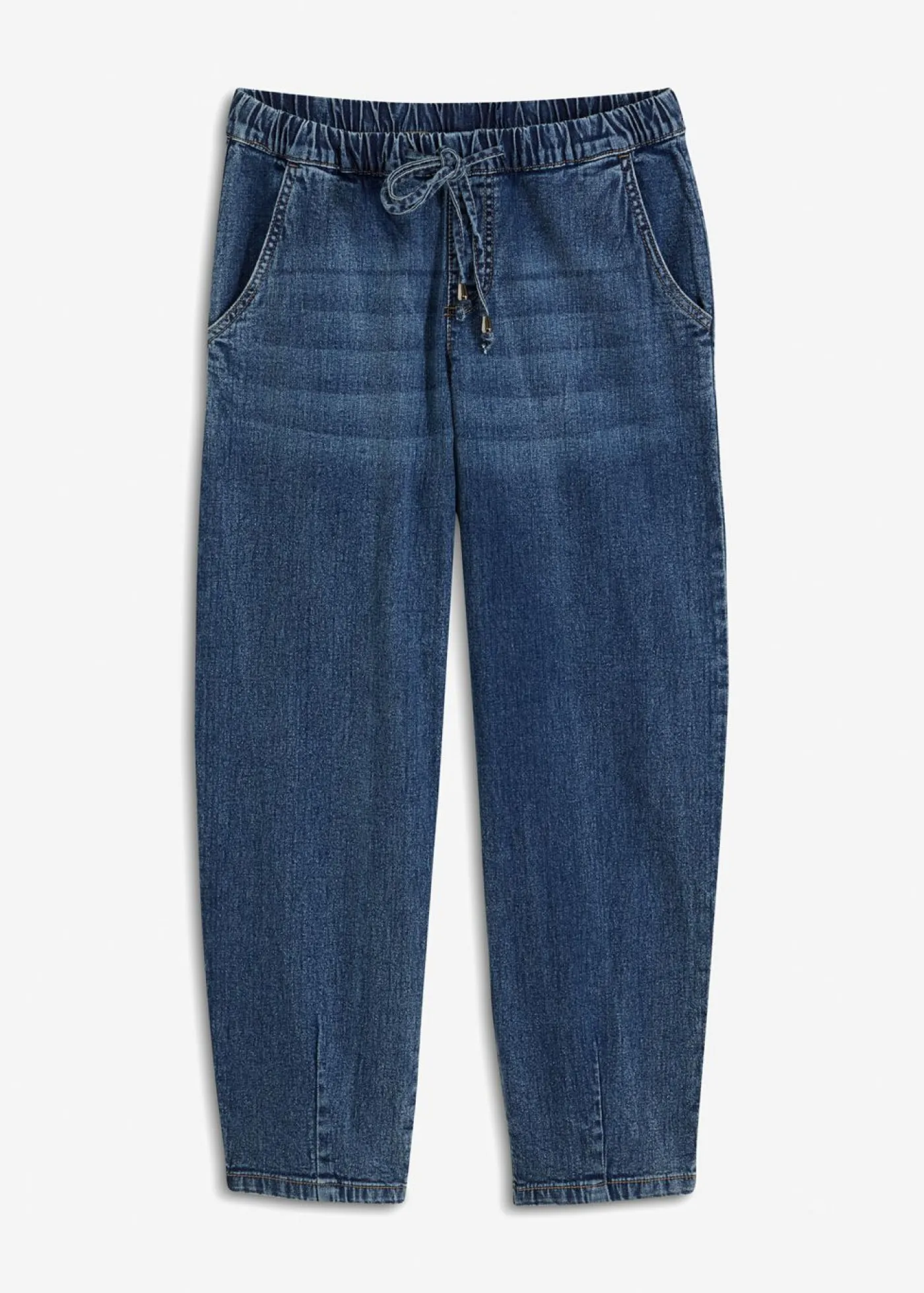 Vaqueros de corte barrel, mid waist, cintura cómoda Mujer Vaqueros