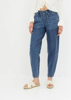 Vaqueros de corte barrel, mid waist, cintura cómoda Mujer Vaqueros