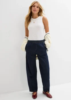 Hot Vaqueros de corte barrel con talle medio y cintura cómoda Mujer Vaqueros