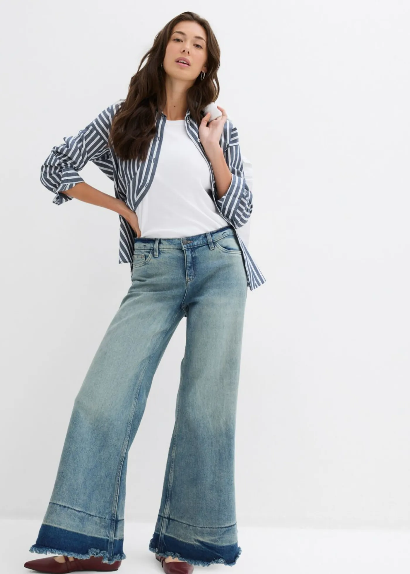 Vaqueros de pernera ancha, mid waist Mujer Vaqueros