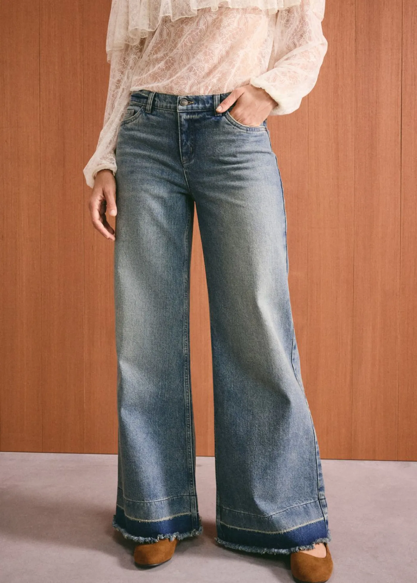 Vaqueros de pernera ancha, mid waist Mujer Vaqueros