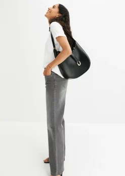 Outlet Vaqueros de pernera ancha, mid waist, elástico Mujer Tallas Pequeñas