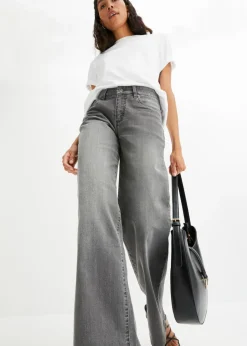 Outlet Vaqueros de pernera ancha, mid waist, elástico Mujer Tallas Pequeñas