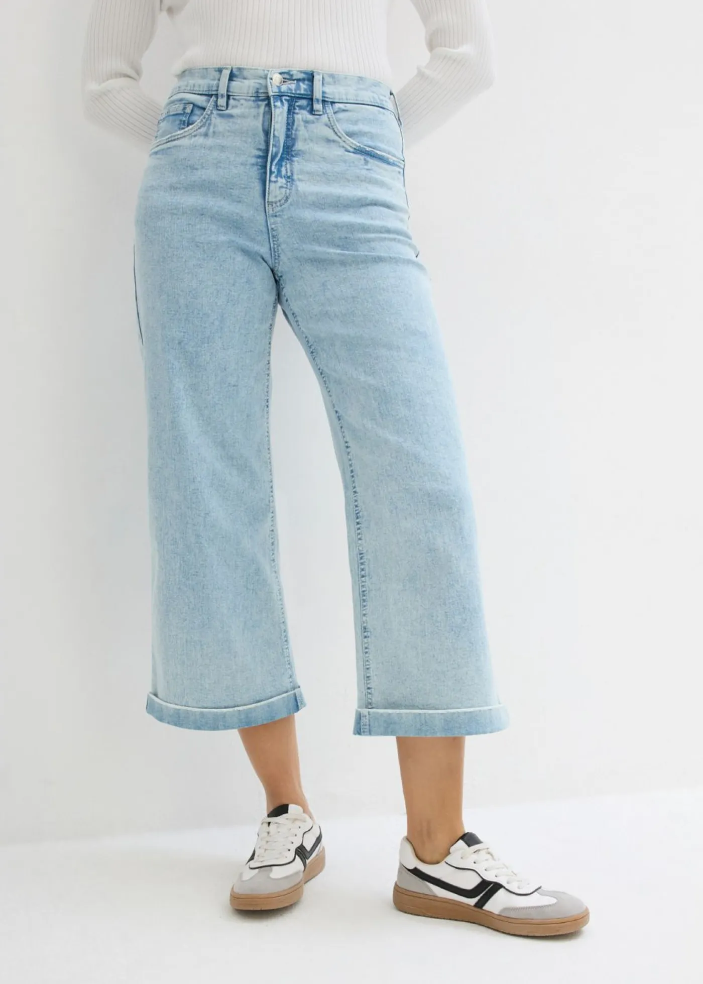 Online Vaqueros de pernera ancha, high waist, cropped Mujer Vaqueros