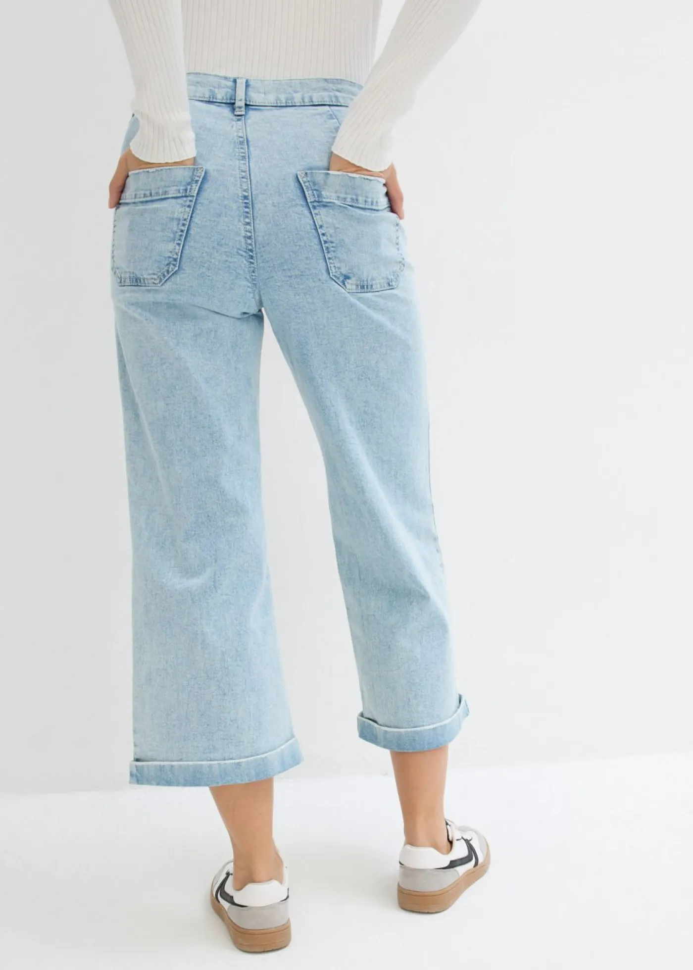 Online Vaqueros de pernera ancha, high waist, cropped Mujer Vaqueros
