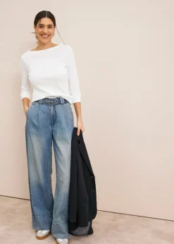 New Vaqueros de pernera ancha, high waist Mujer Vaqueros
