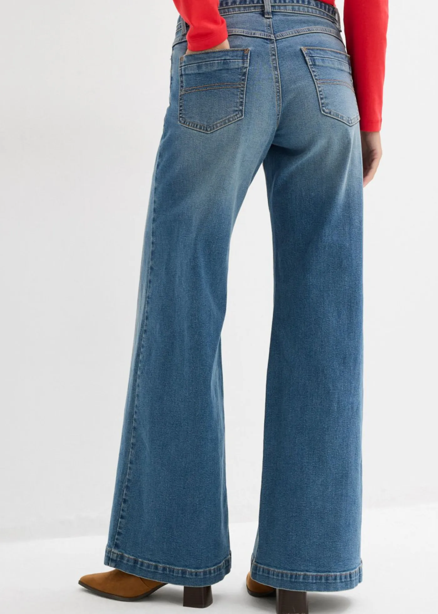 Online Vaqueros de pernera ancha, mid waist, largo completo Mujer Tallas Pequeñas
